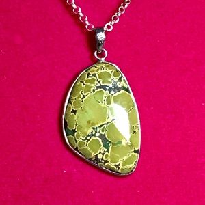 Sterling Turquoise Pendant Necklace 18”